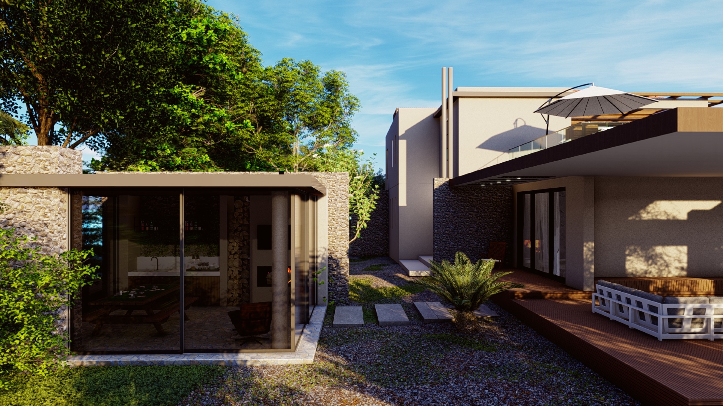 Architectural visual of the proposed courtyard and garden pavilion