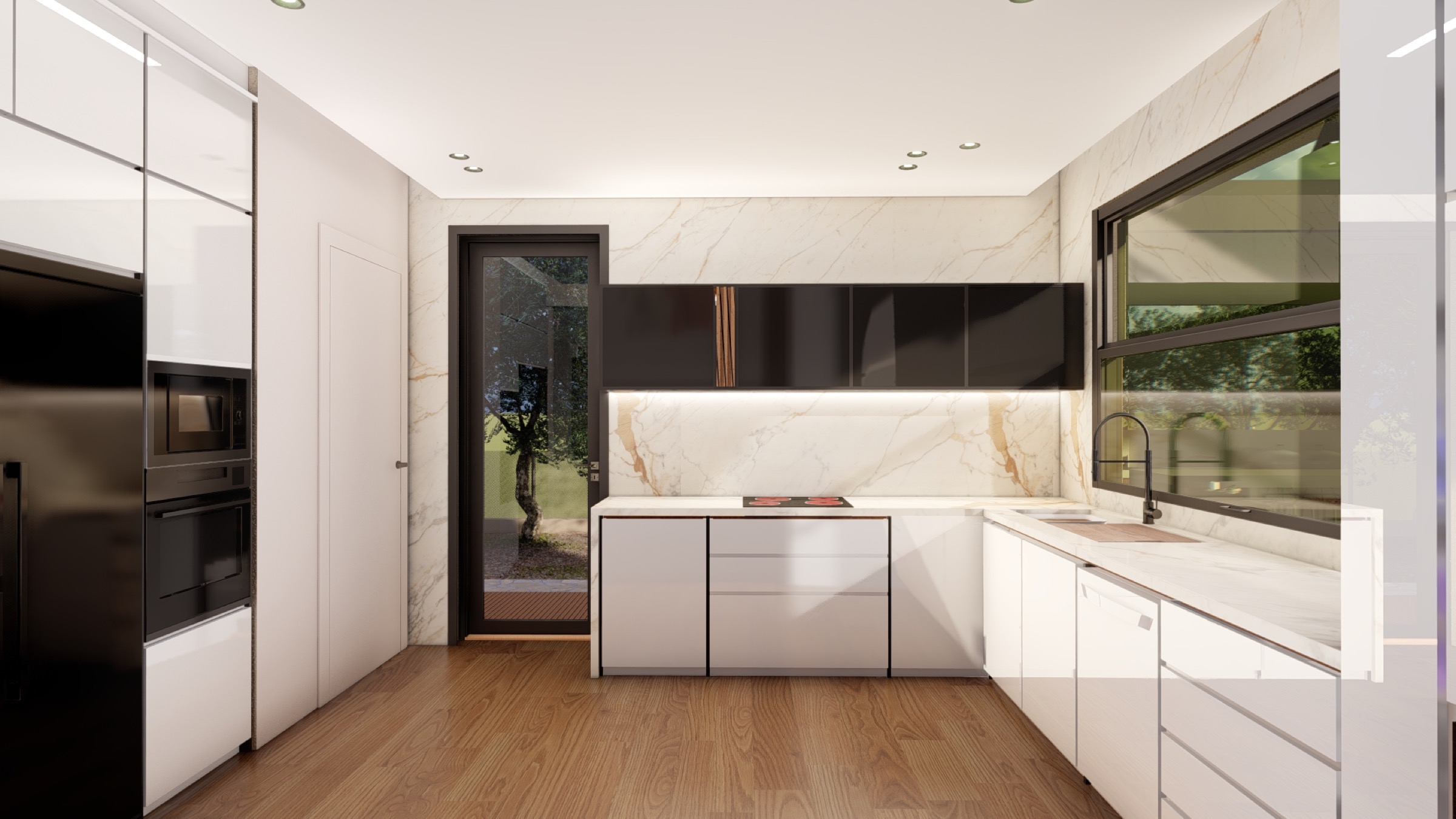 Architectural visual of the proposed marble kitchen
